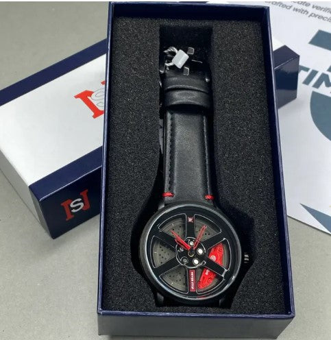 Never Stop Rotating Dial Watch for Men with Leather Strap Analog Display Water Resistant and 360° Rotatable Wheel Casual Stylish Design