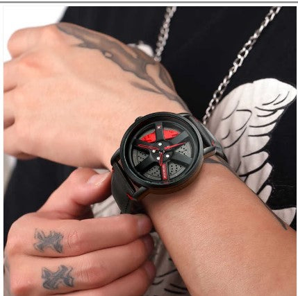 Never Stop Rotating Dial Watch for Men with Leather Strap Analog Display Water Resistant and 360° Rotatable Wheel Casual Stylish Design