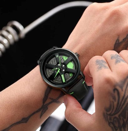 Never Stop Rotating Dial Watch for Men with Leather Strap Analog Display Water Resistant and 360° Rotatable Wheel Casual Stylish Design